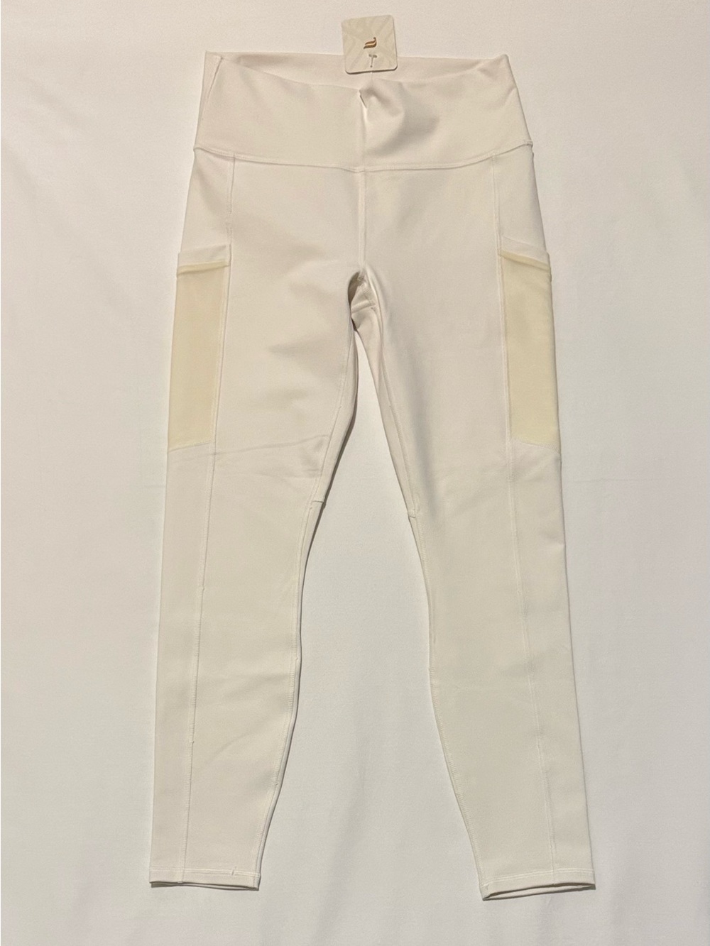 Fabletics Cream High-Waist Leggings with Side Pockets